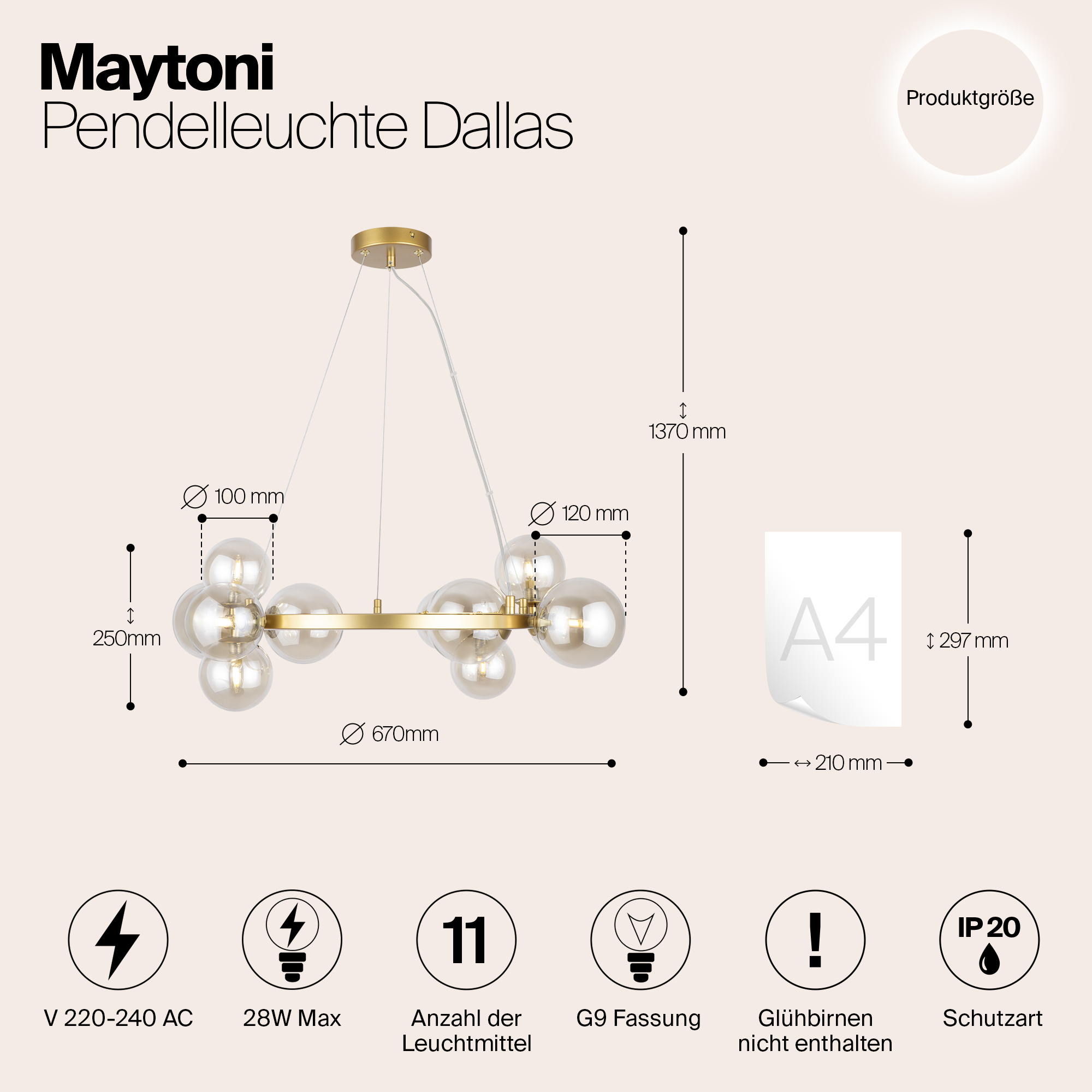 Дополнительная картинка Подвесной светильник Maytoni MOD545PL-11G