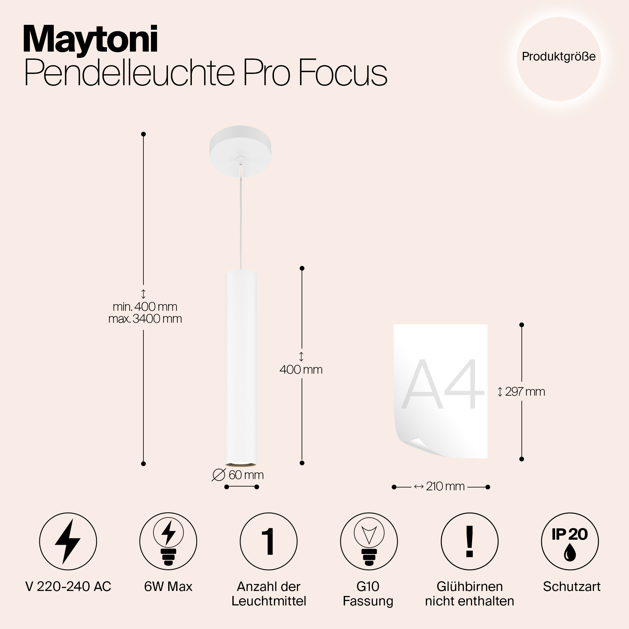 Дополнительная картинка Подвесной светильник Maytoni MOD161PL-01W1