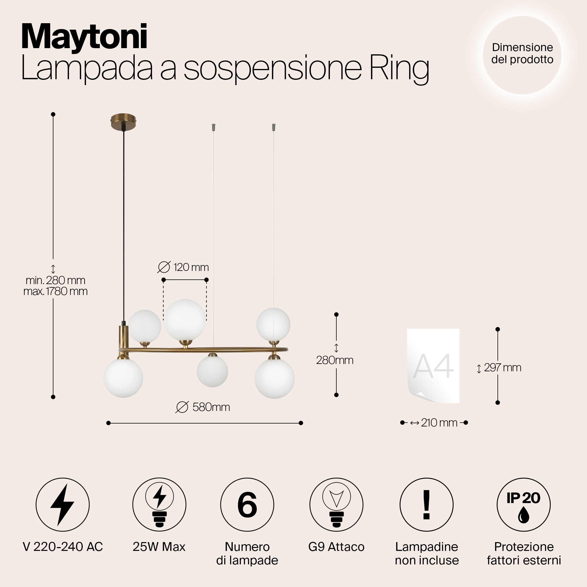 Дополнительная картинка Подвесной светильник Maytoni MOD013PL-06BS1