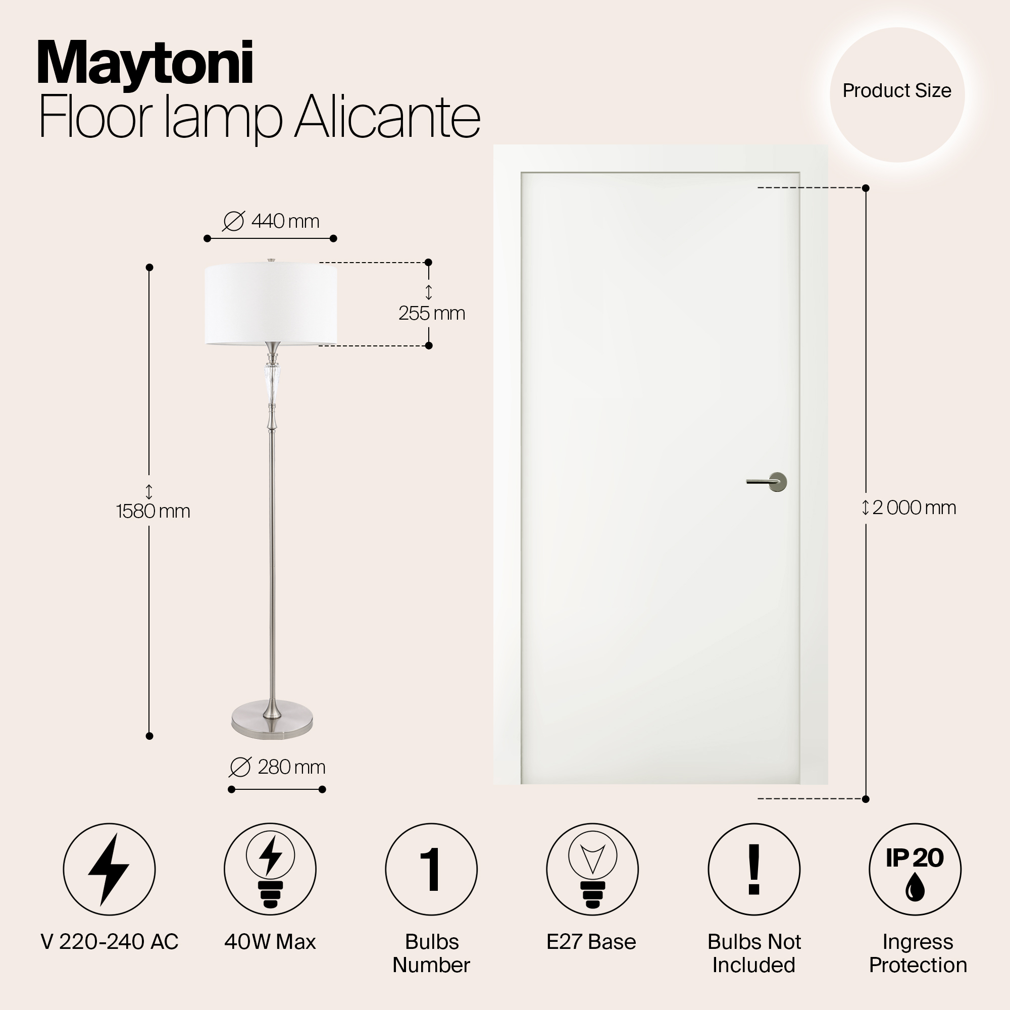 Дополнительная картинка Торшер Maytoni Alicante MOD014FL-01N