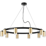 lr0204000 подвесной светильник rullo 10х50w gu10 черный/золото (571020+214440-10+202430-10), доставка по Казахстану 