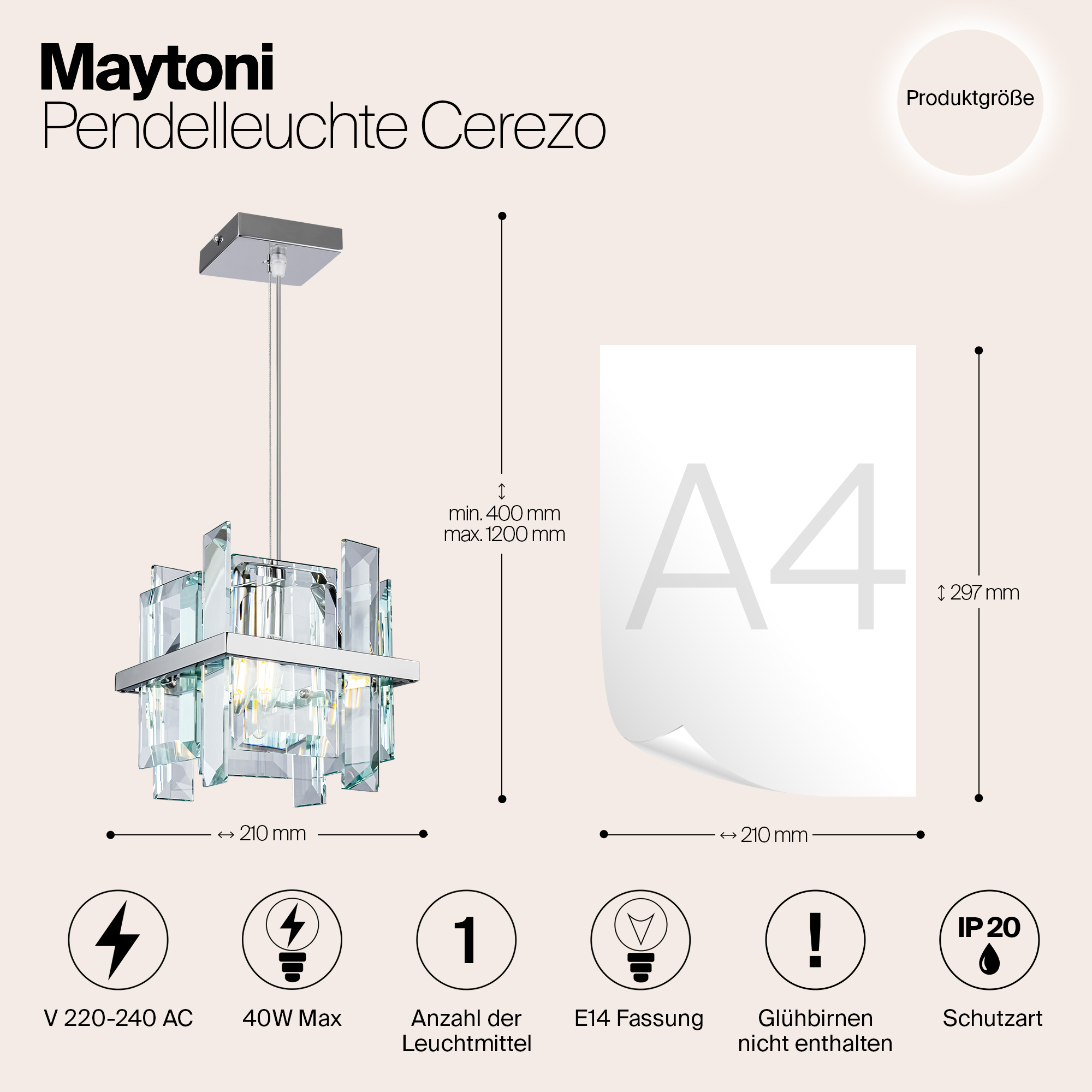 Дополнительная картинка Подвесной светильник Maytoni Cerezo MOD201PL-01N