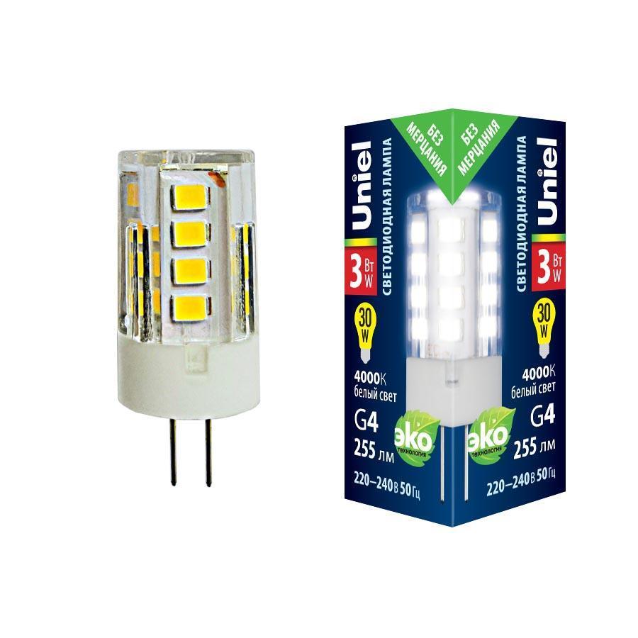 Картинка LED-JC-220/3W/4000K/G4/CL GLZ09TR Лампа светодиодная, прозрачная. Белый свет (4000К). Картон.