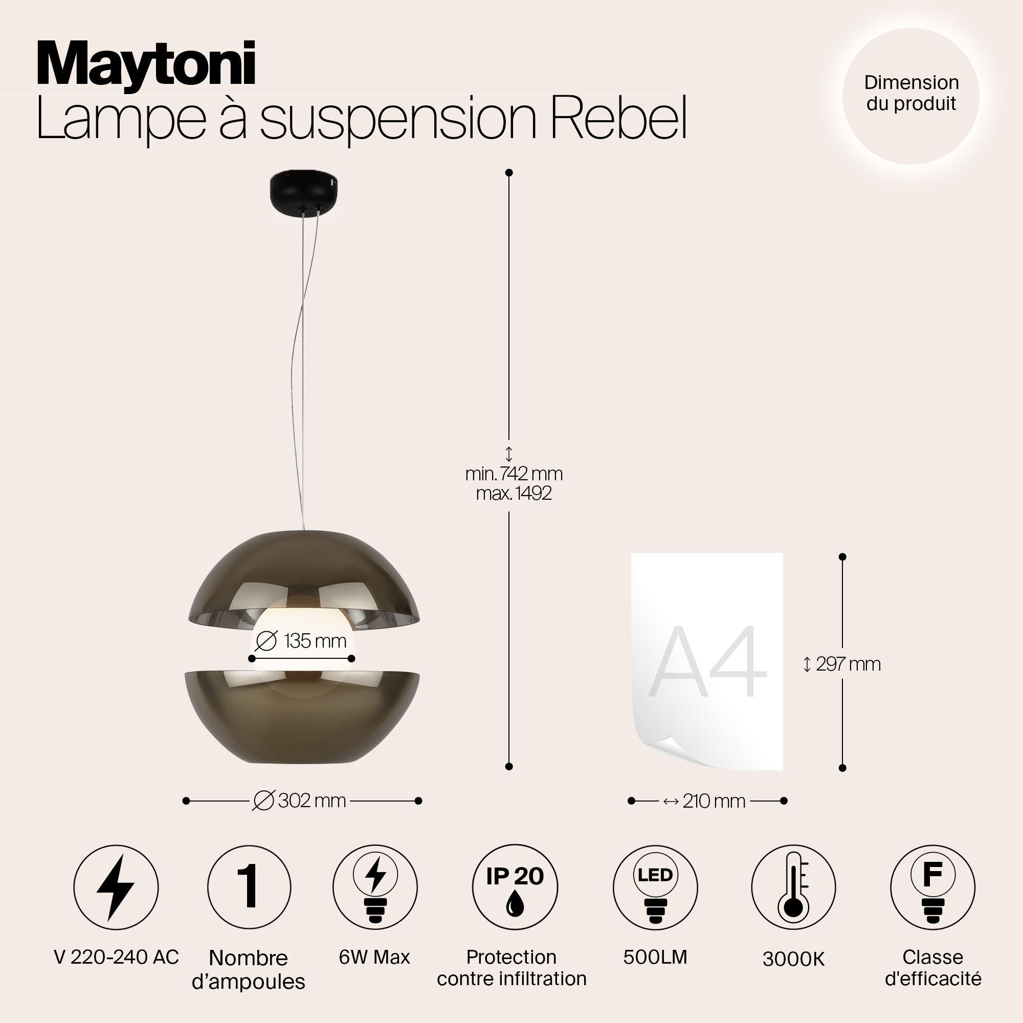 Картинка Подвесной светильник Maytoni MOD322PL-L6G3K