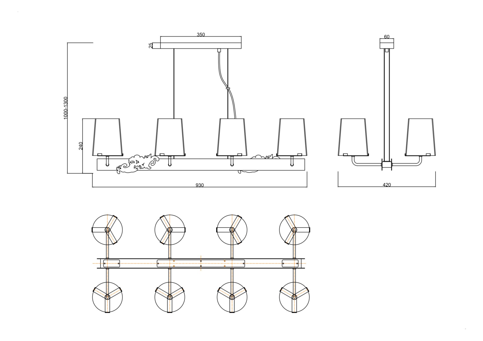 Дополнительная картинка Подвесная люстра Maytoni Landmark MOD040PL-08CH