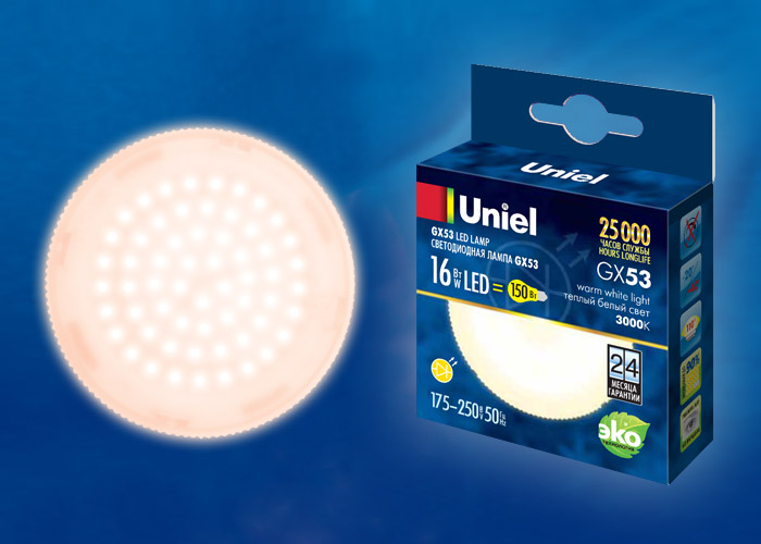Картинка LED-GX53-16W/WW/GX53/FR PLZ01WH