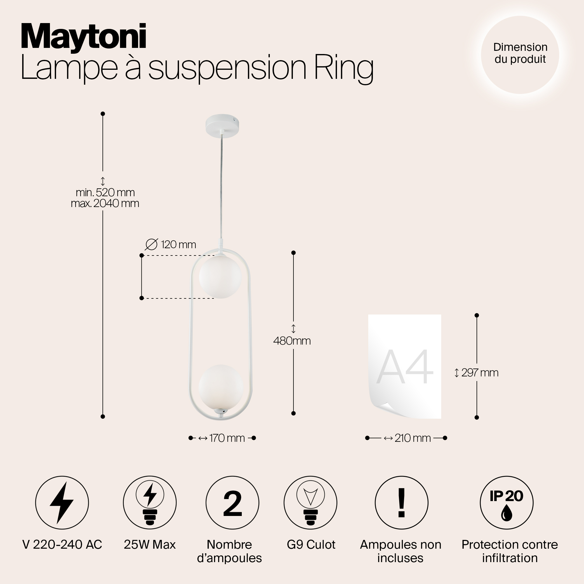 Дополнительная картинка Подвесной светильник Maytoni Ring MOD013PL-02W