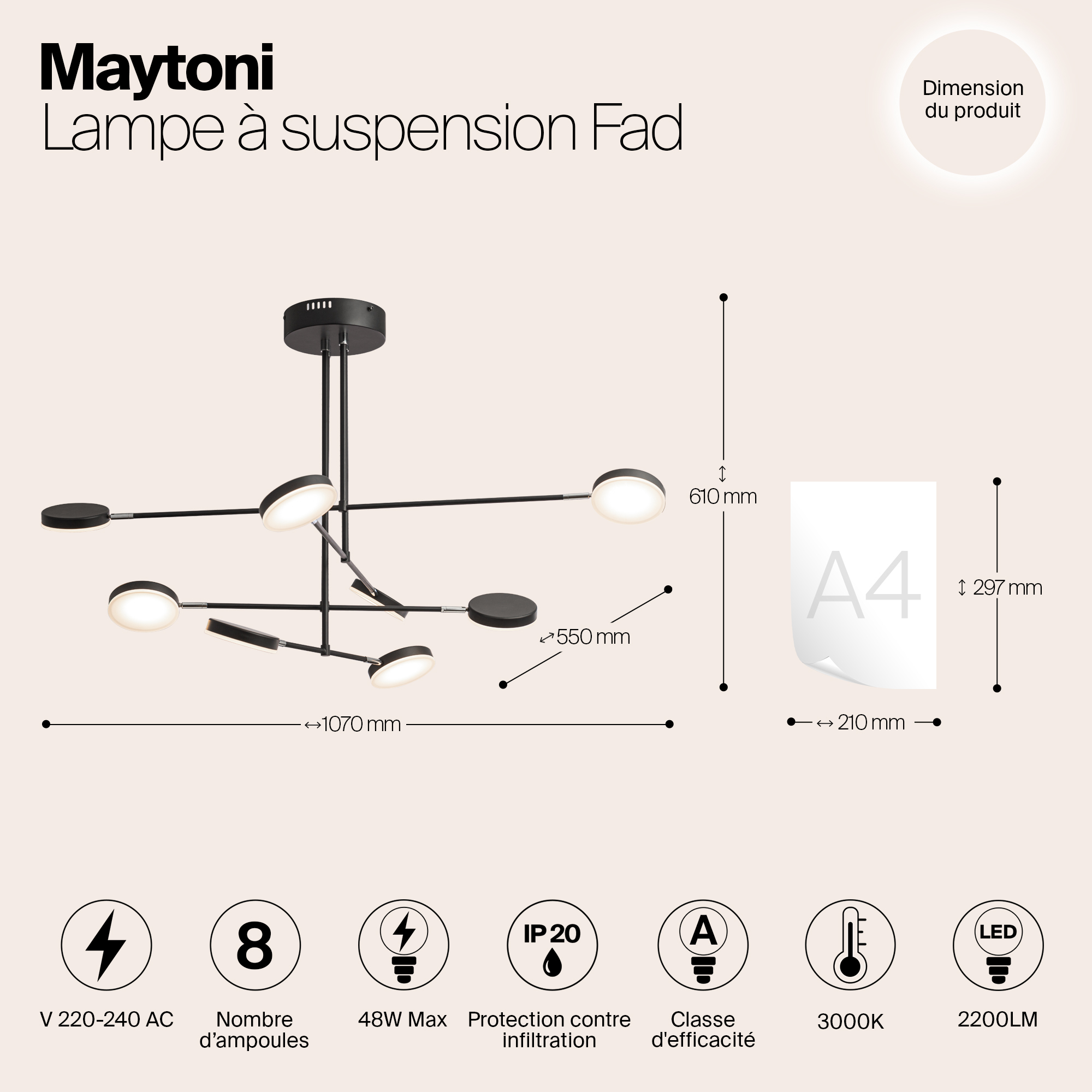 Дополнительная картинка Люстра Maytoni Fad MOD070PL-L48B3K