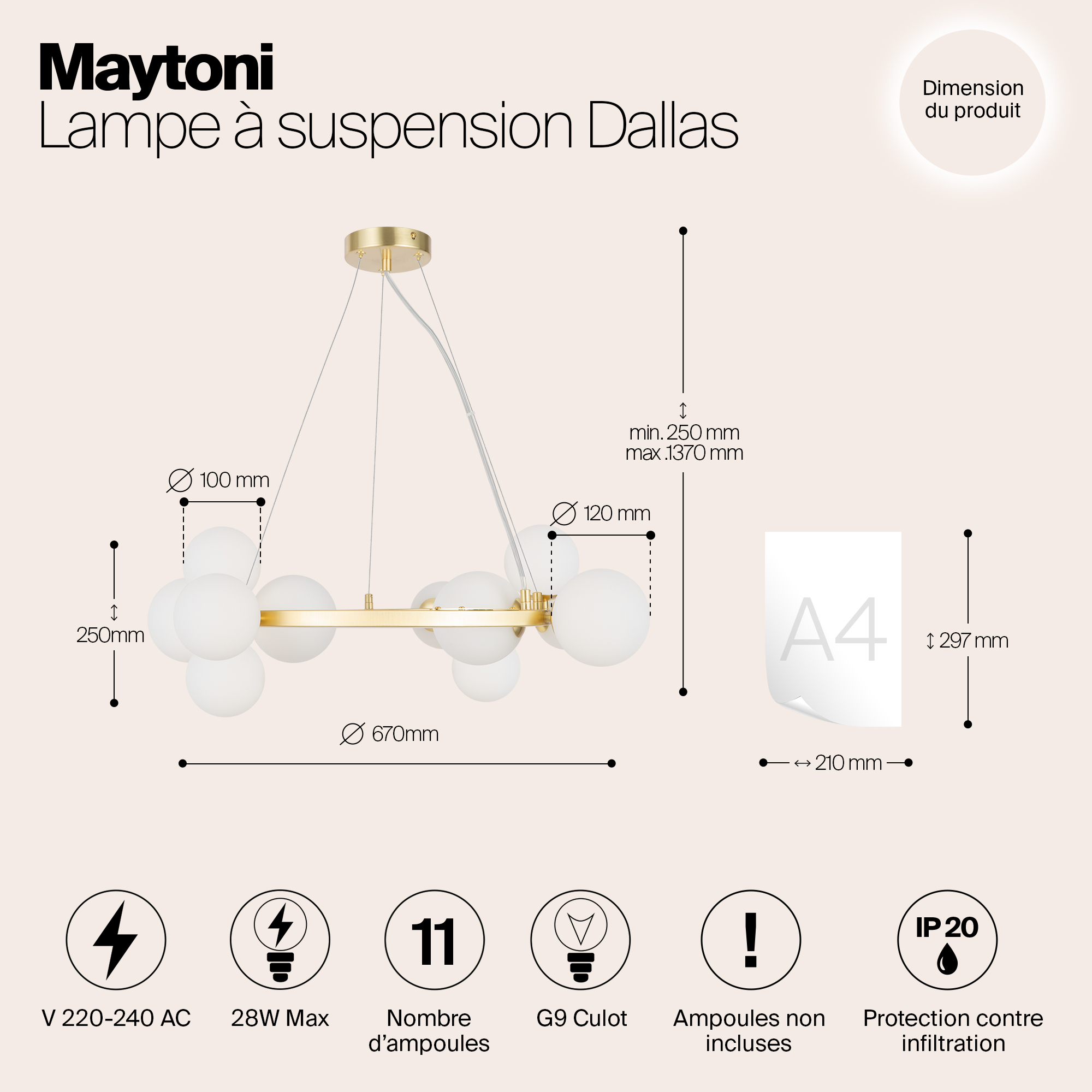 Дополнительная картинка Подвесной светильник Maytoni MOD545PL-11BS