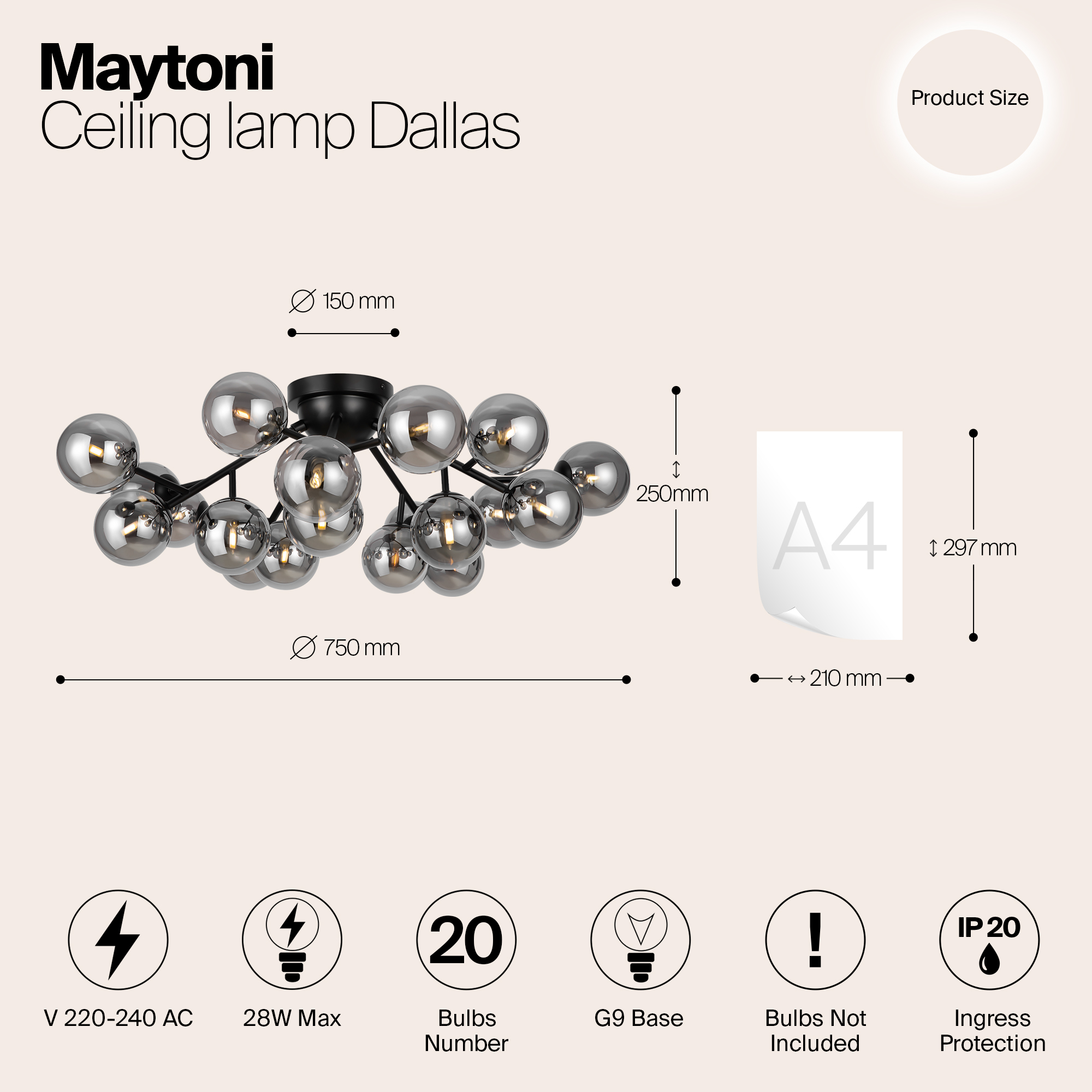 Картинка Потолочная люстра Maytoni MOD545CL-20B