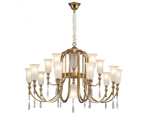 люстры newport 4800 4810+6/c , люстра, french gold clear crystal matt white glass d90*h74 cm e14 16*60w, доставка по Казахстану 