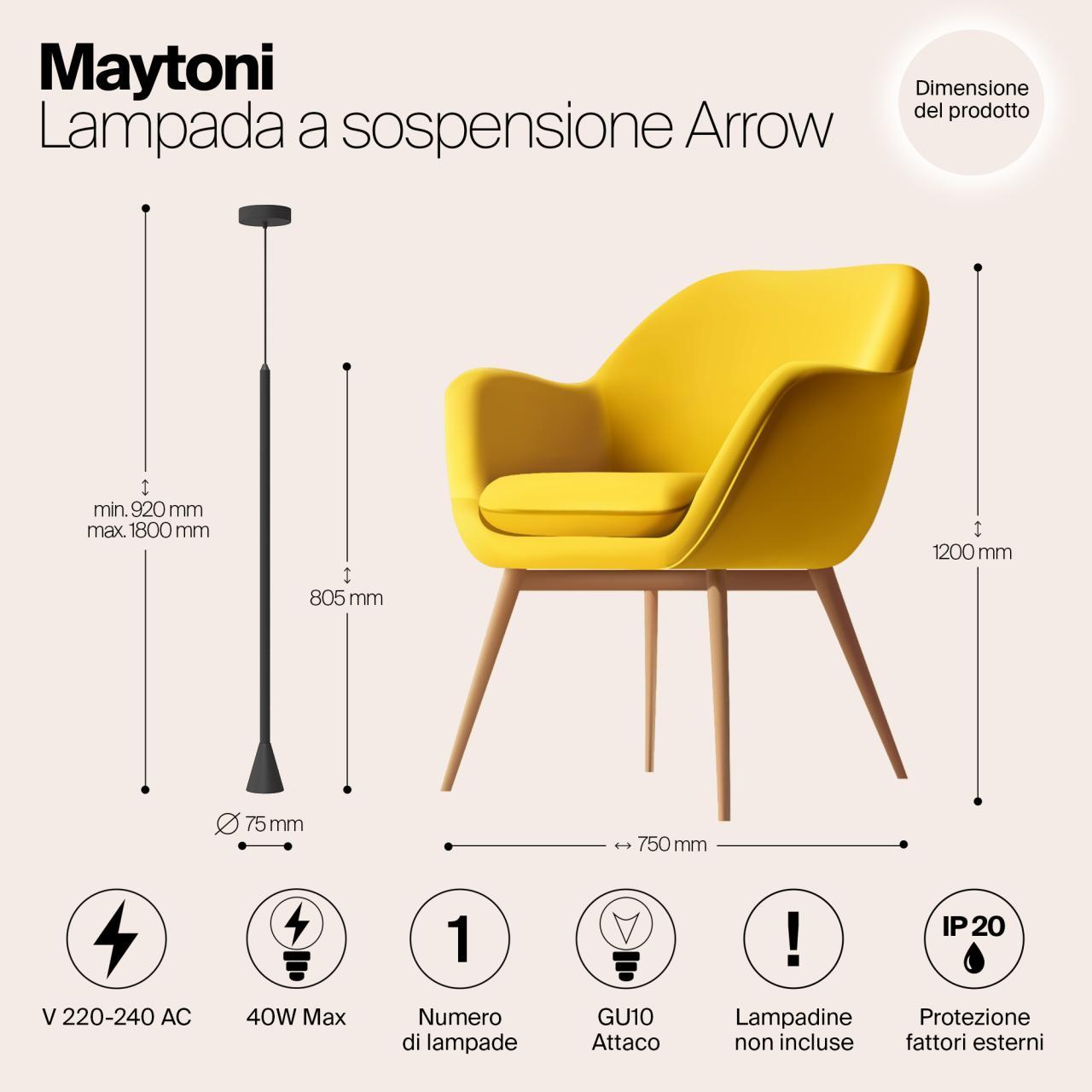 Дополнительная картинка Подвесной светильник Maytoni Arrow P064PL-01B