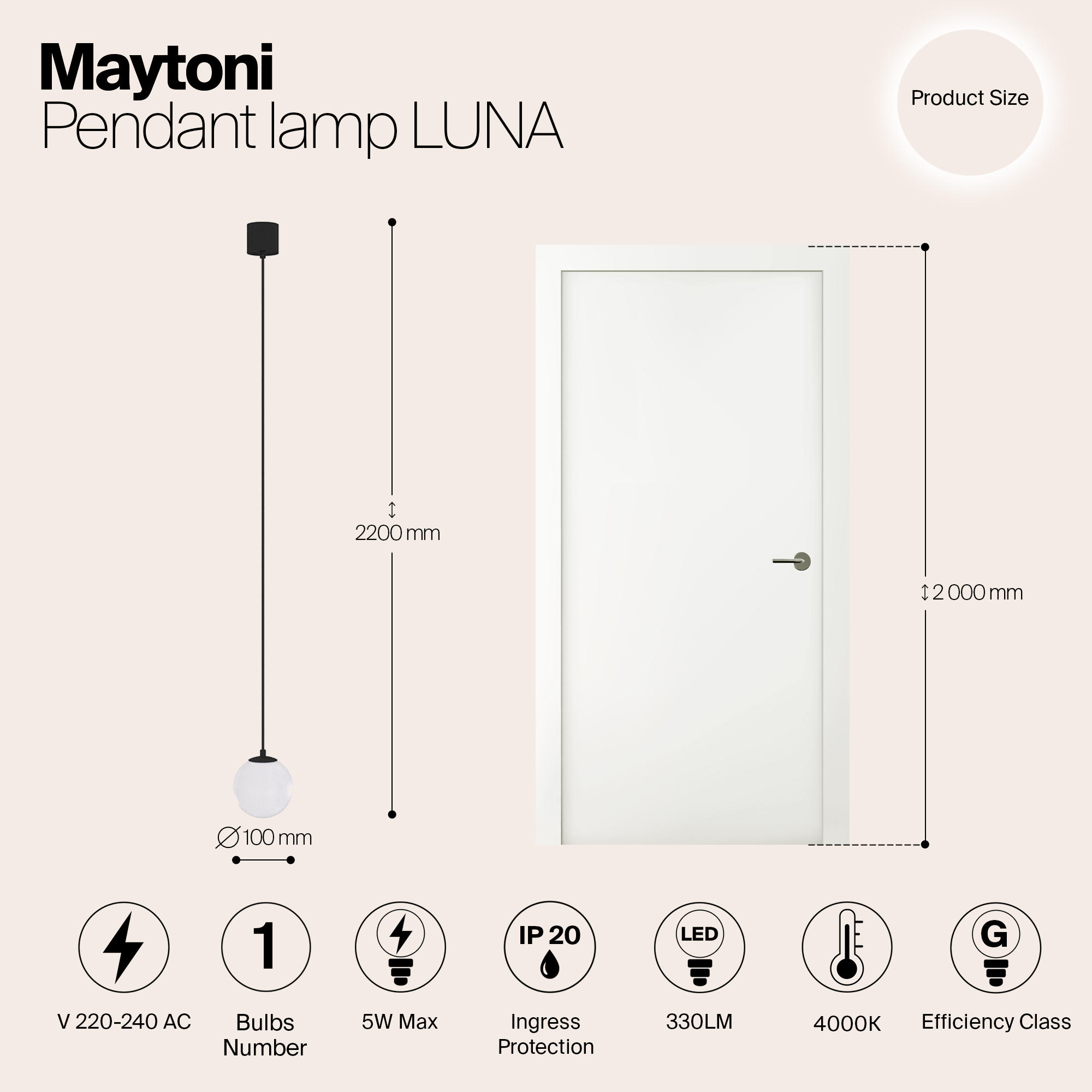 Дополнительная картинка Подвесной светильник Technical P039PL-5W4K-10-B