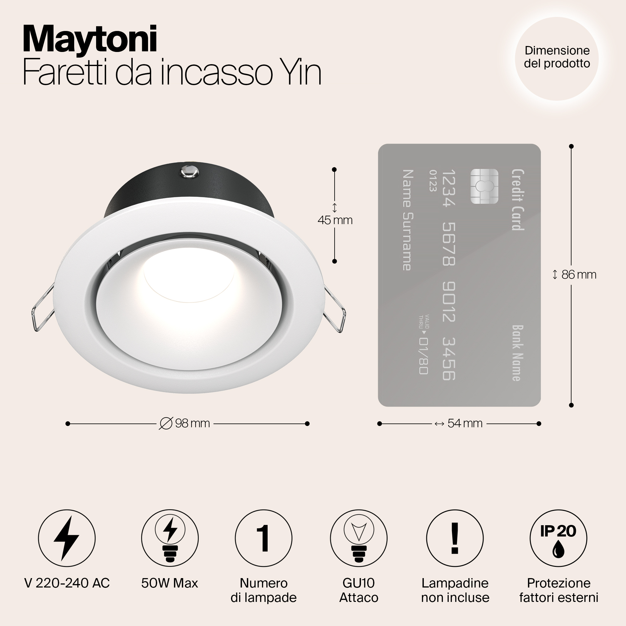 Дополнительная картинка Встраиваемый светильник Maytoni Yin DL030-2-01W