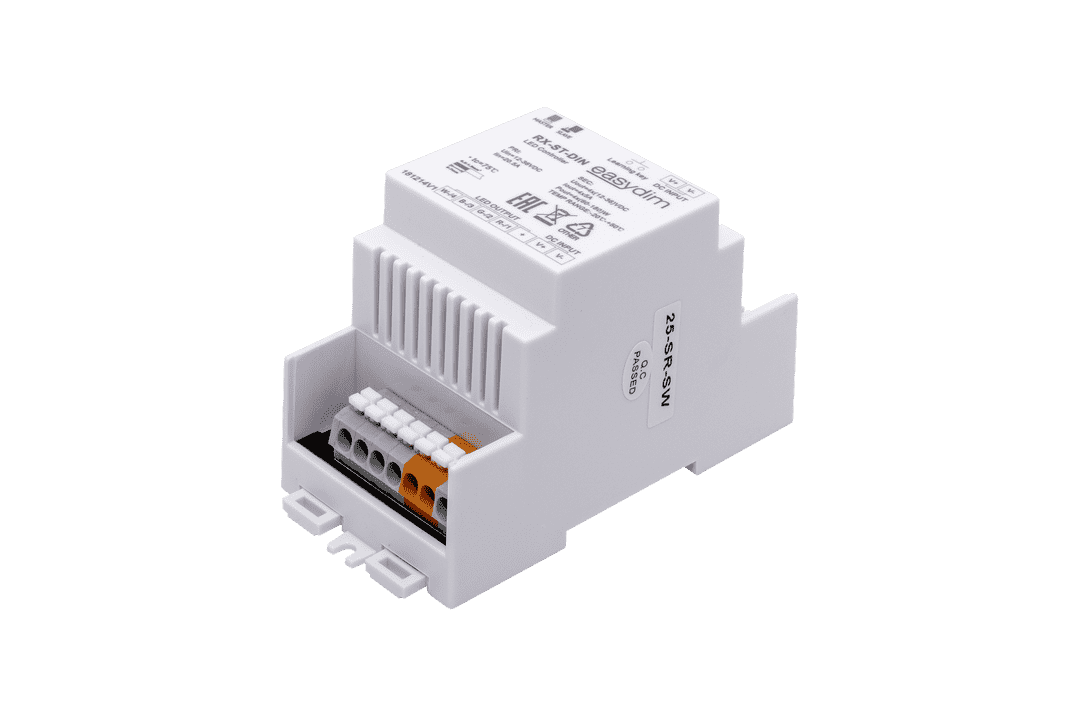 универсал. приемник-контроллер RX-ST-DIN с креплен.м на DIN-рейку для светодиодных лент RGB, RGB+W, MIX купить в Алматы svet.kz