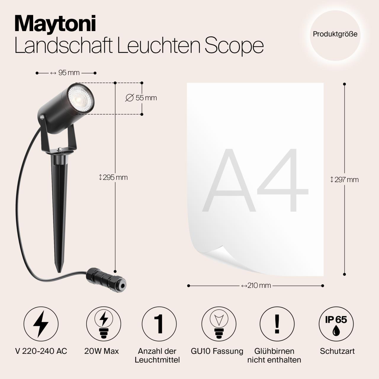 Дополнительная картинка Ландшафтный светильник Maytoni Scope O025FL-01B