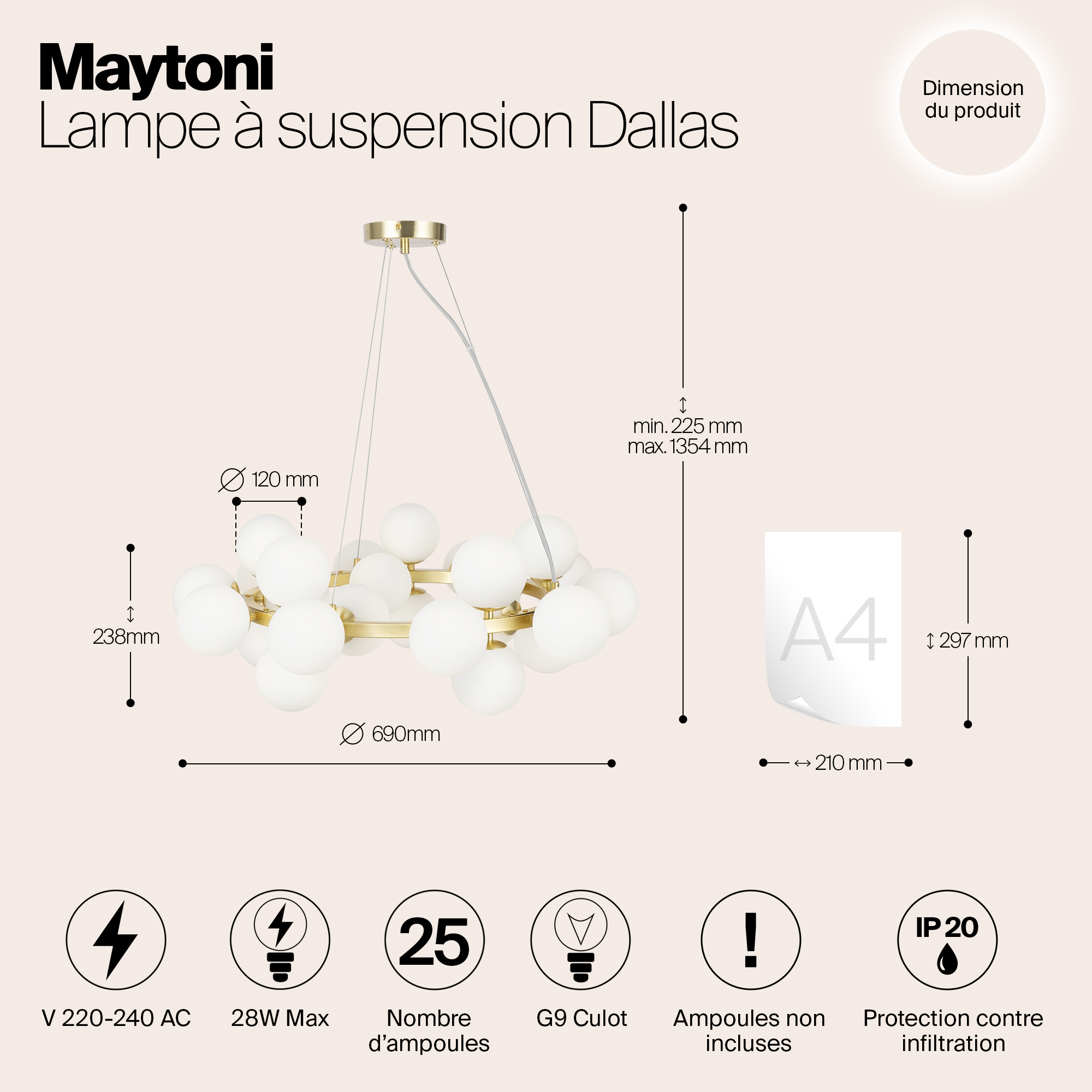 Картинка Подвесной светильник Maytoni MOD545PL-25BS