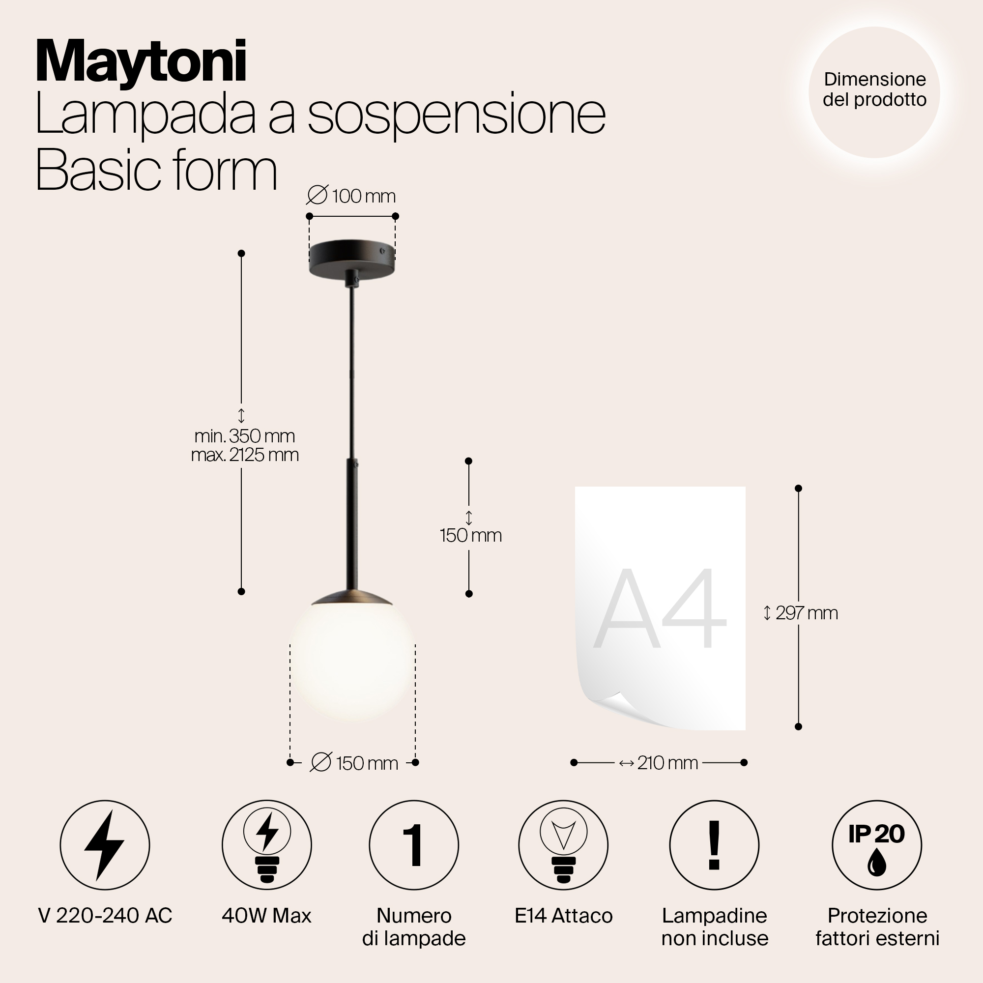 Дополнительная картинка Подвесной светильник Maytoni MOD321PL-01B