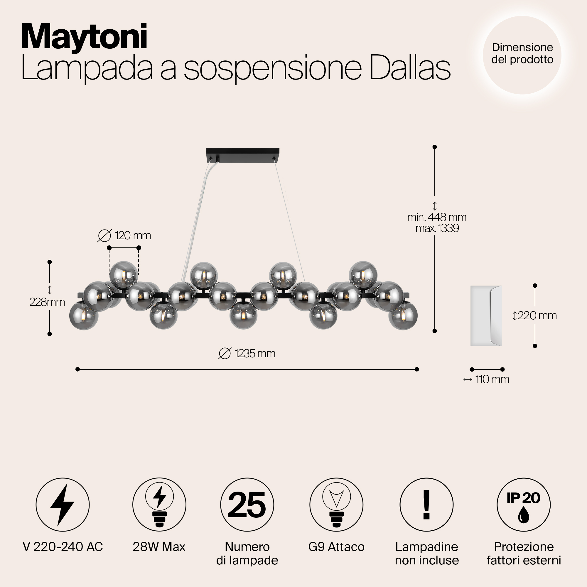 Дополнительная картинка Подвесная люстра Maytoni MOD547PL-25B
