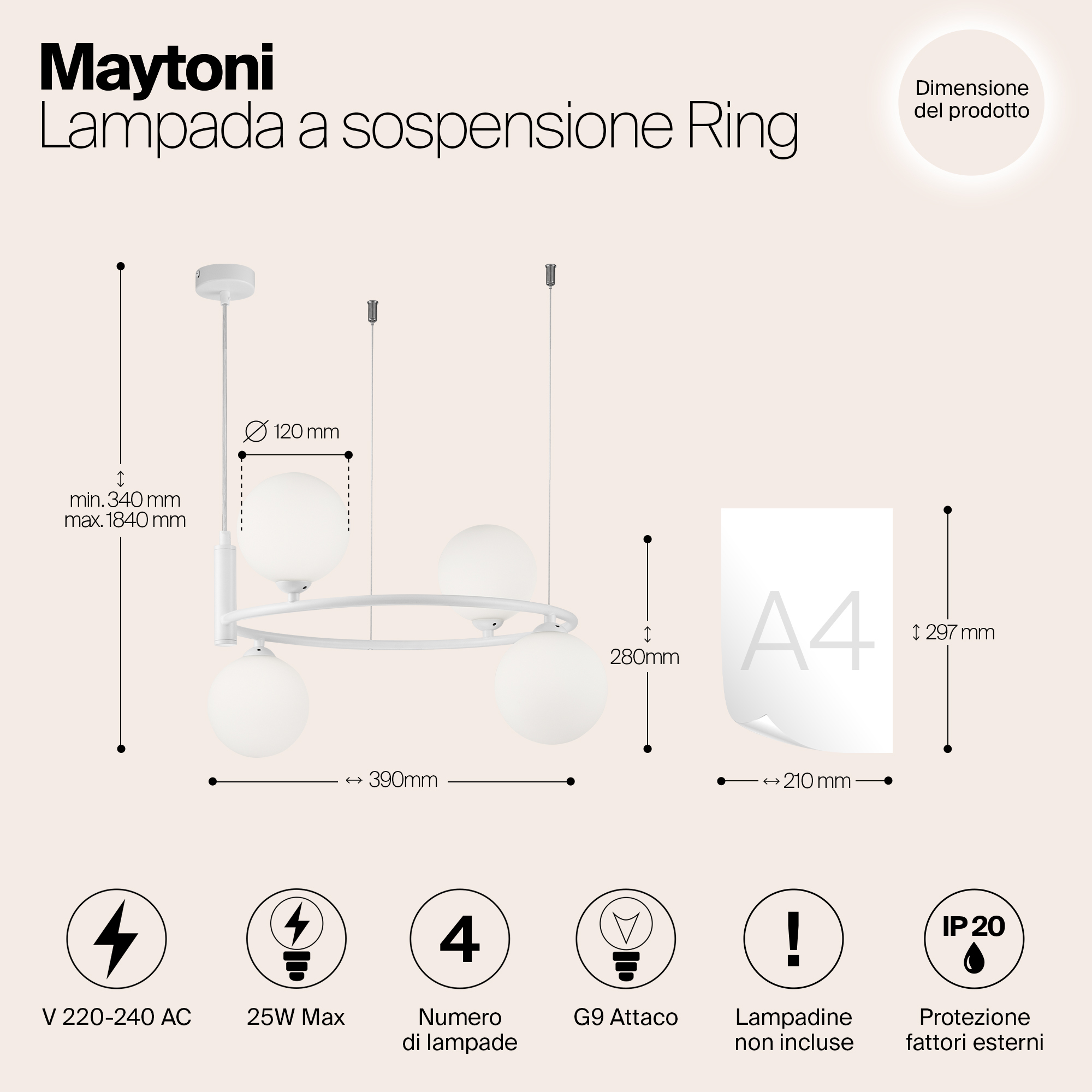 Дополнительная картинка Подвесной светильник Maytoni Ring MOD013PL-04W