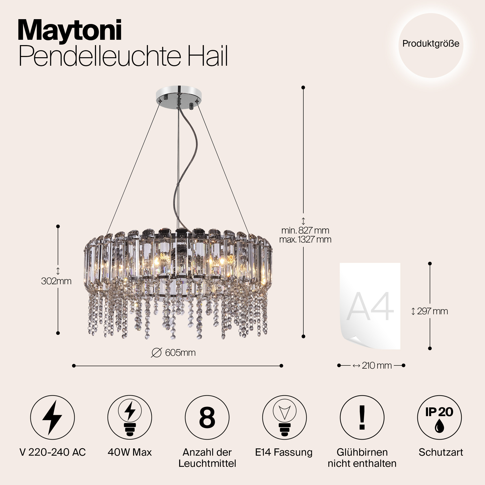 Дополнительная картинка Подвесной светильник Maytoni MOD097PL-08CH