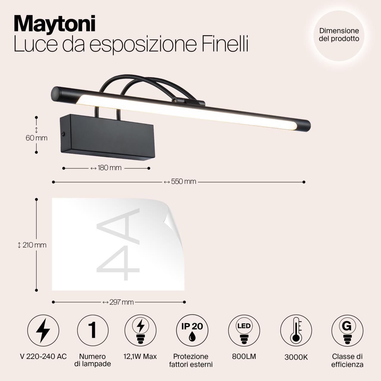 Дополнительная картинка Подсветка для картин Maytoni Finelli MIR004WL-L12B