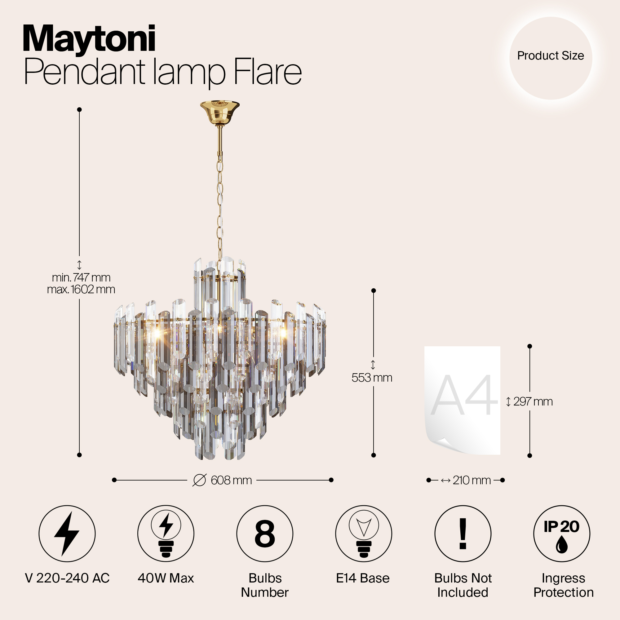 Дополнительная картинка Люстра Maytoni DIA200PL-08G