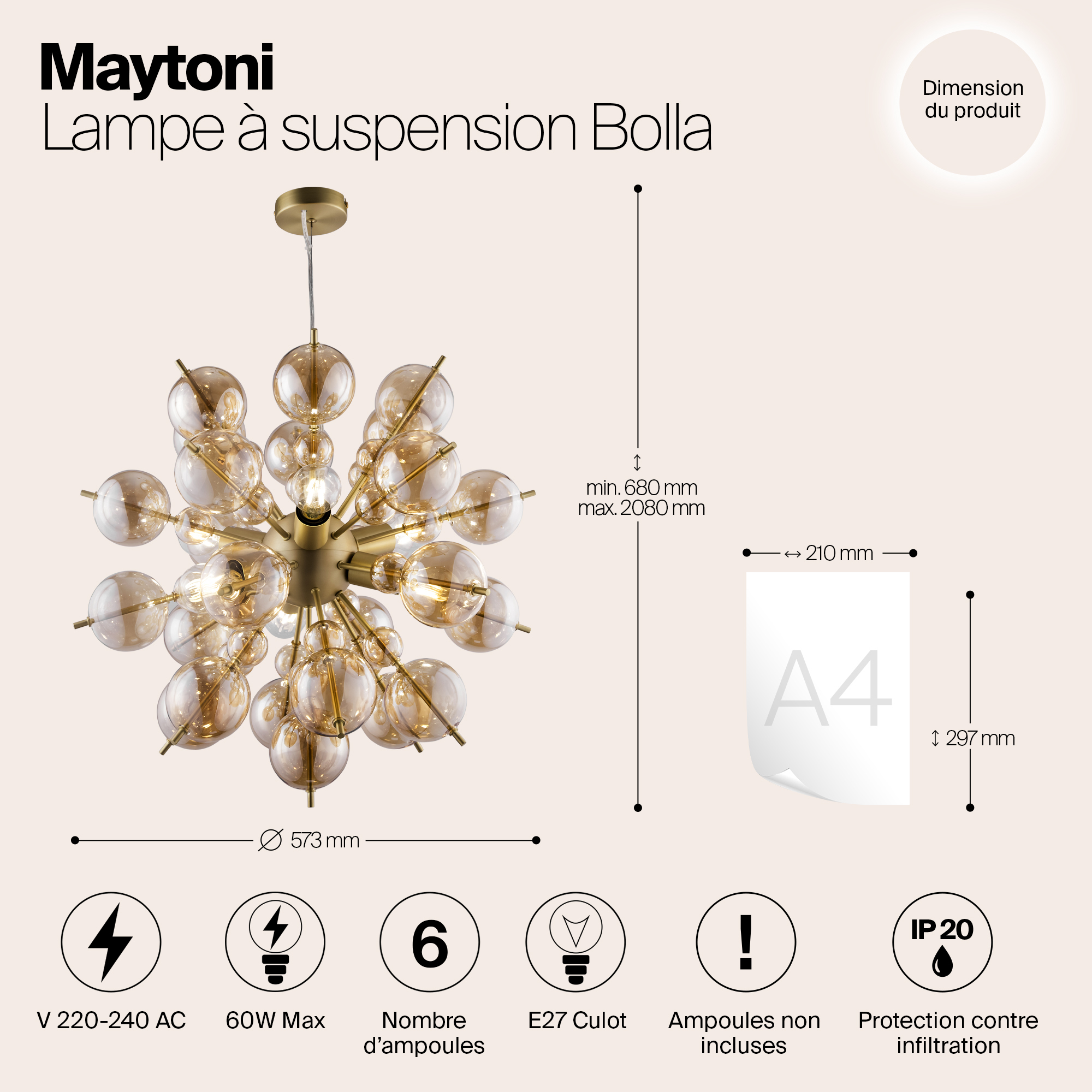Дополнительная картинка Подвесной светильник Maytoni MOD133PL-06BS