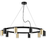 lr0204053750 подвесной светильник rullo 10х50w gu10 черный/золото (571020+214440-5+214437-5+202430-10), доставка по Казахстану 