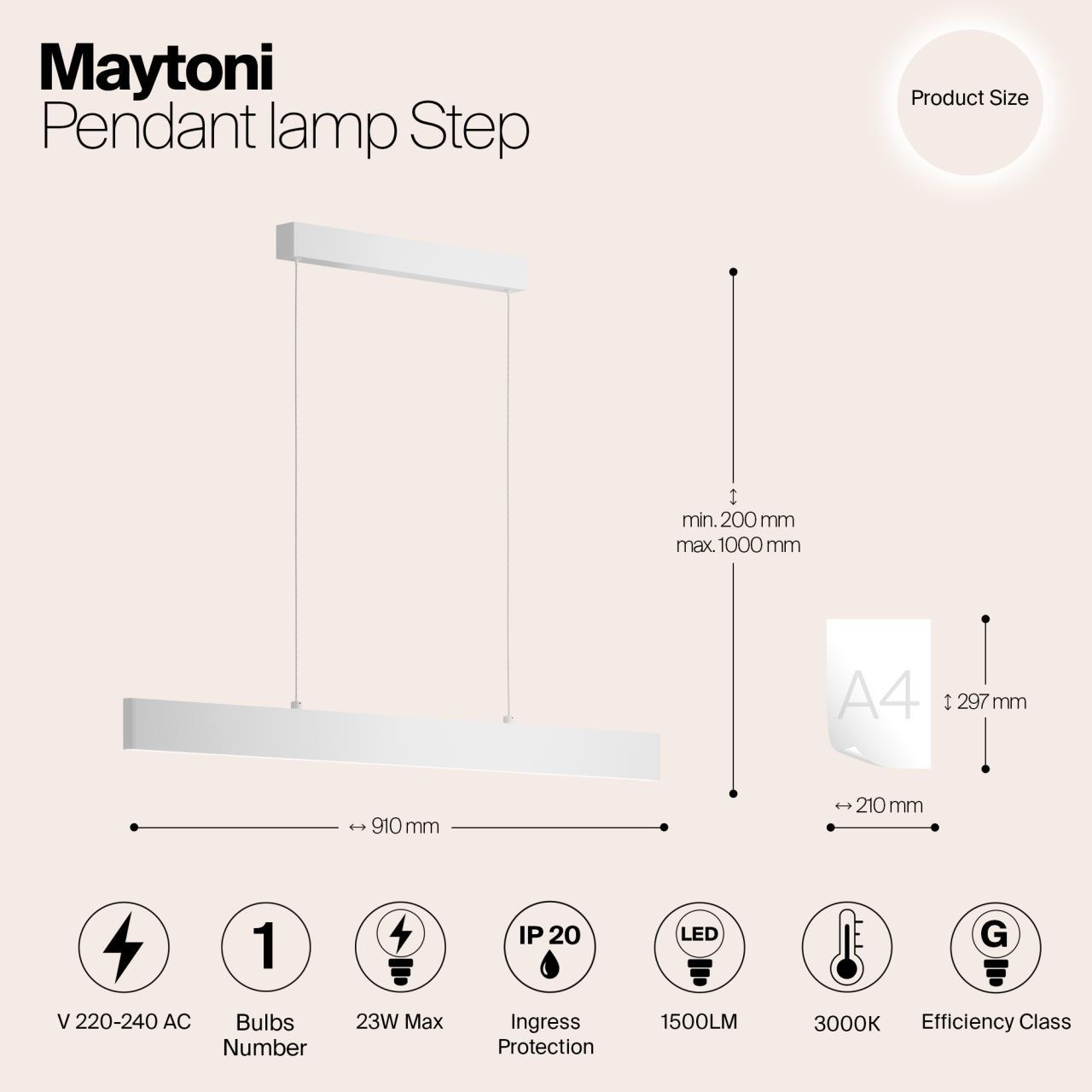 Дополнительная картинка Подвесной светодиодный светильник Maytoni Step P010PL-L23W