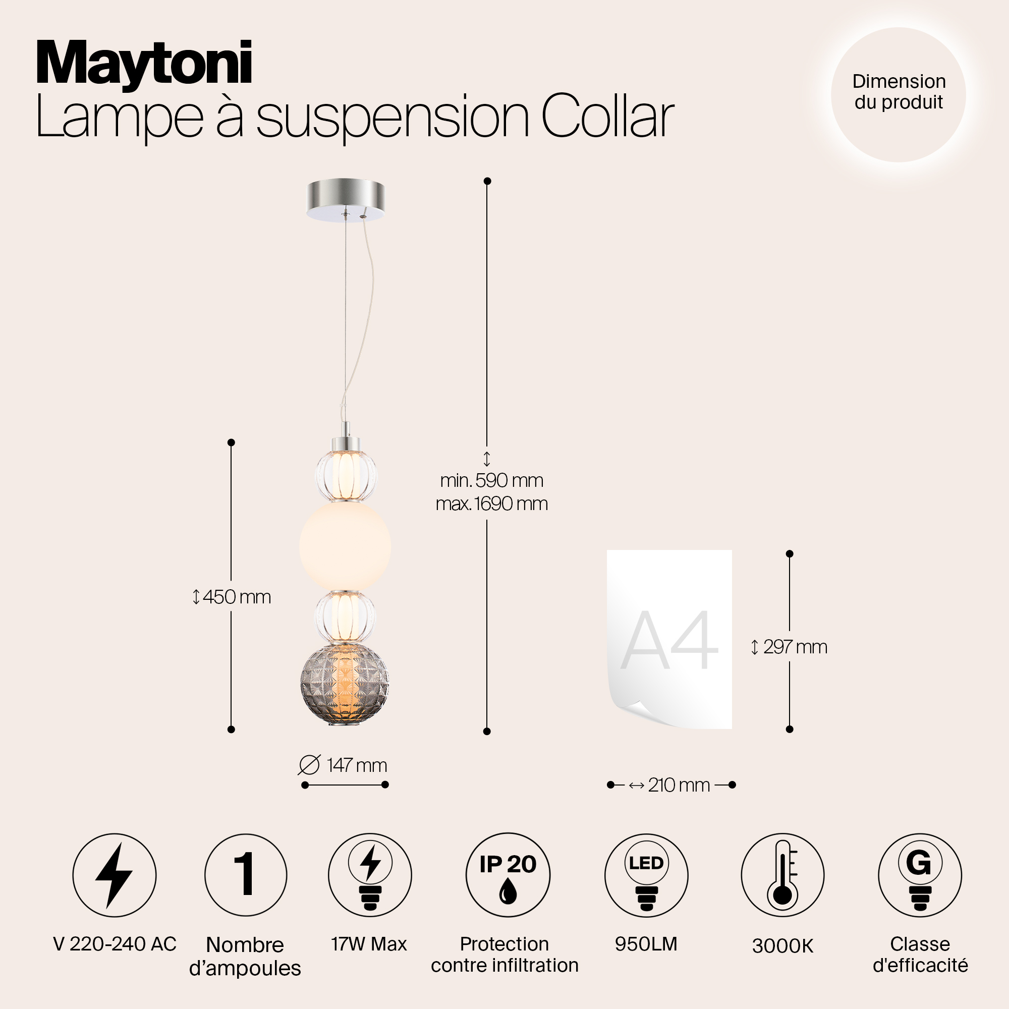 Дополнительная картинка Подвесной светодиодный светильник Maytoni Collar P069PL-L17CH3K