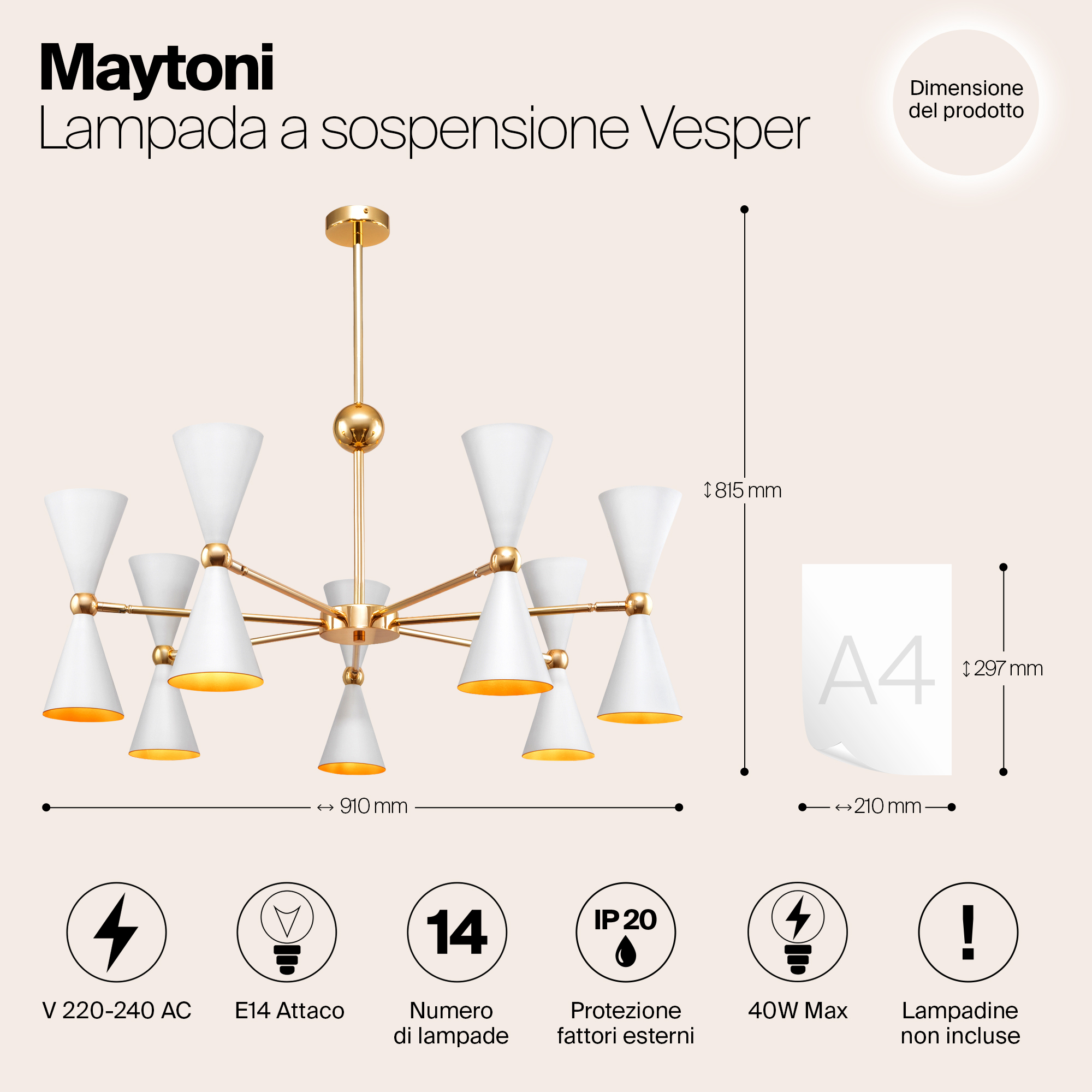 Дополнительная картинка Подвесной светильник Maytoni MOD108PL-14WG