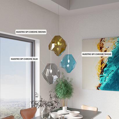 светильник подвесной crystal lux nuestro sp1 chrome/blue crystal lux 3420/201, доставка по Казахстану 