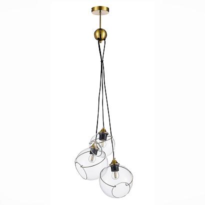 sle103113-03 светильник подвесной золотистый/прозрачный e27 3*60w satturo, доставка по Казахстану 