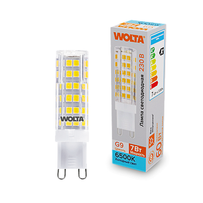"Светодиодная лампа  WOLTA  WSTD-JCD-7W6KG9-C (керамика) ""Капсульная"" JCD 7Вт 600лм 6500K G9 1/10/100/1000" купить в Алматы svet.kz