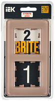 BRITE Рамка 2-мест. РУ-2-2-Бр стекло дым. RE IEK 