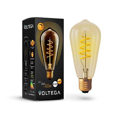 Лампа светодиодная диммируемая Voltega E27 4W 2000К прозрачная VG10-ST64GE27warm4W-FB 7077 купить в Алматы svet.kz
