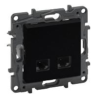 NILOE STEP Информационная розетка двойная 2XRJ45 Кат.6a UTP, цвет Чёрный