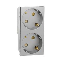 Розетка двойная Schneider Electric Unica New Modular с/з со шторками NU306730A 