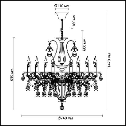 подвесная люстра odeon light kuvia 4724/8, доставка по Казахстану 