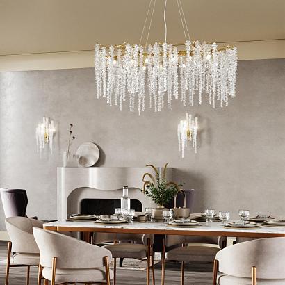 5005/8 hall odl23 487 золотой/прозрачный металл/хрусталь люстра g9 8*40w banche, доставка по Казахстану 