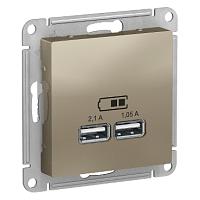 ATLASDESIGN USB РОЗЕТКА A и A, 5В 2,1 А, 2х5В 1,05 А, механизм, ШАМПАНЬ 