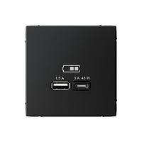 Розетка USB ArtGallery тип A+C 45Вт QC PD высокоскор. ЗУ механизм карбон SE GAL001029 