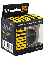BRITE Роз. с з/к/ш 16А с USB A+C 18Вт РЮш11-1-БрШ шамп. IEK 