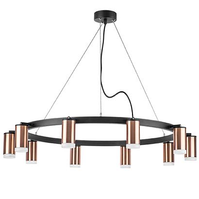 lr0203000 подвесной светильник rullo 10х50w gu10 черный/медь (571020+214430-10+202430-10), доставка по Казахстану 