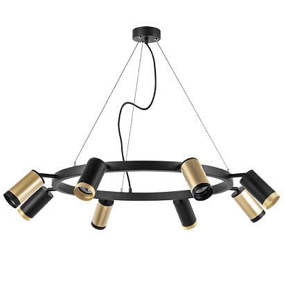 lr01840437470 подвесной светильник rullo 8х50w gu10 черный/золото (571018+214440-4+214437-4+203437-4+203440-4), доставка по Казахстану 