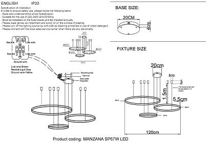 подвесной светильник crystal lux manzana sp67w led black crystal lux 2340/303n, доставка по Казахстану 