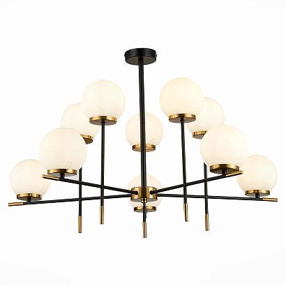 sl1203.402.10 люстра потолочная st-luce черный, латунь/белый e27 10*60w, доставка по Казахстану 