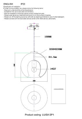 светильник подвесной crystal lux luisa sp1 brass/transparent crystal lux 0840/201, доставка по Казахстану 