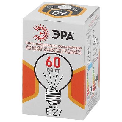 Лампа накаливания ЭРА E27 60W прозрачная ДШ 60-230-E27-CL Б0039139 купить в Алматы svet.kz